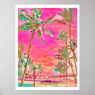 Poster PixDezines Praia Havaiana/Rosa/Turquesa