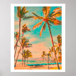 Pôster PixDezines Praias Havaianas Vintage