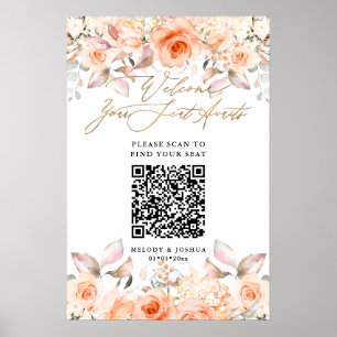 Poster PixDezines Rosas Laranja Elegantes Assentos QR