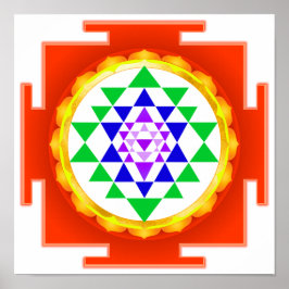 Poster PixDezines Sri Yantra Chakra Limpeza/Brilho Laranj