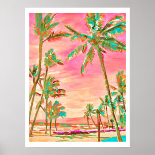 Poster PixDezines Vintage Havaiano Praia/Persimmon