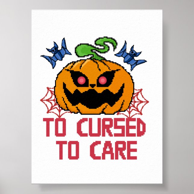 Poster Pixel Art Halloween Pumpkins, Skulls & Bats (Frente)