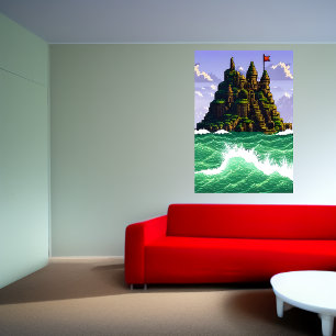 Poster Pixel art, Rock, Castle, tecelagem no mar   Arte A