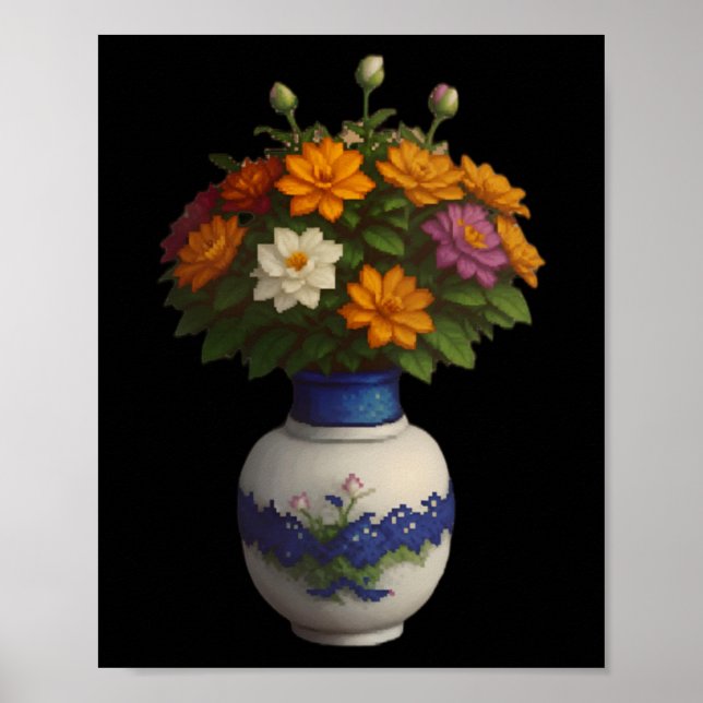 Poster Pixel Blooms 2 Adesivo  (Frente)