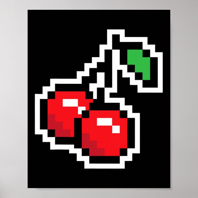 Poster Pixel Cherries 80s Video Game Halloween Costume Ea (Frente)