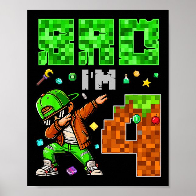 Poster Pixel Dab Gamer Style Birthday Gift For Boys 4  (Frente)