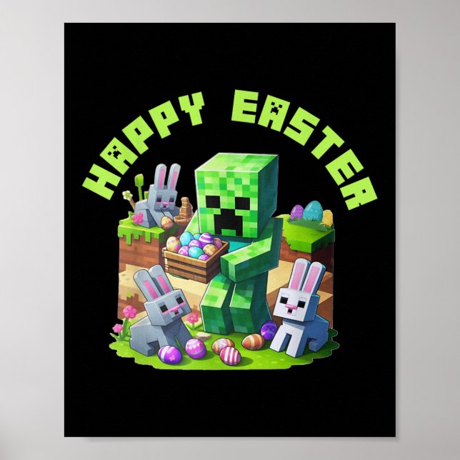 Poster Pixel De Jogo De Vídeo De felz pascoa Para Mulhere (Frente)