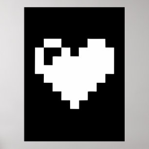 Poster Pixel Heart 8 bits