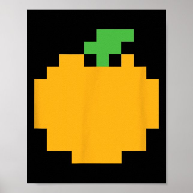 Poster Pixel Laranja Jogo de Vídeo dos Anos 80 Halloween  (Frente)