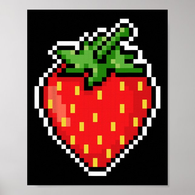 Poster Pixel Morango Video Game dos Anos 80 Halloween  (Frente)