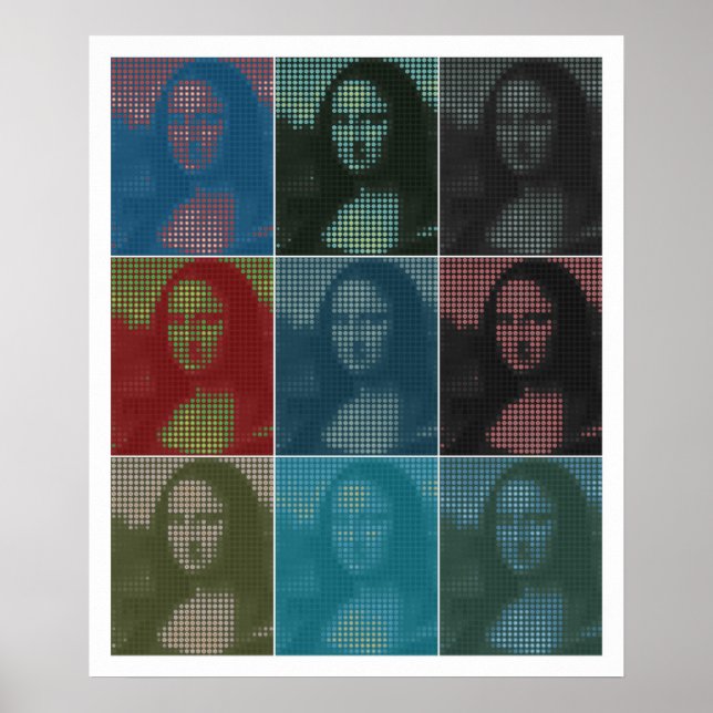 Poster Pixel popart: Mona Lisa de Da Vinci (La Gioconda) (Frente)
