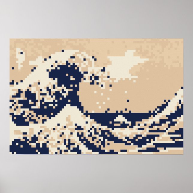 Poster Pixel Tsunami Arte Pixel 8 Bits (Frente)