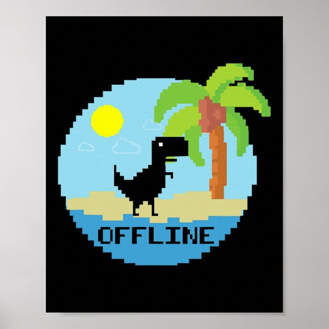 Poster Pixelated Dinosaur Vacation Tech Enthusiasts Coder (Frente)