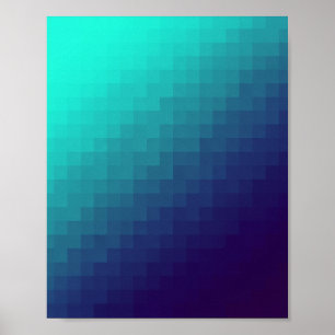 Poster Pixels de Gradiente Aqua - Arte Técnica Moderna
