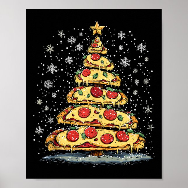 Poster Pizza Árvore De Natal Rápida Xmas Para Homens (Frente)