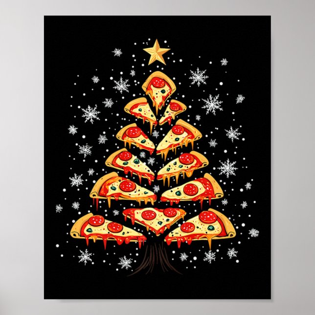 Poster Pizza Árvore De Natal Rápida Xmas Para Homens (Frente)