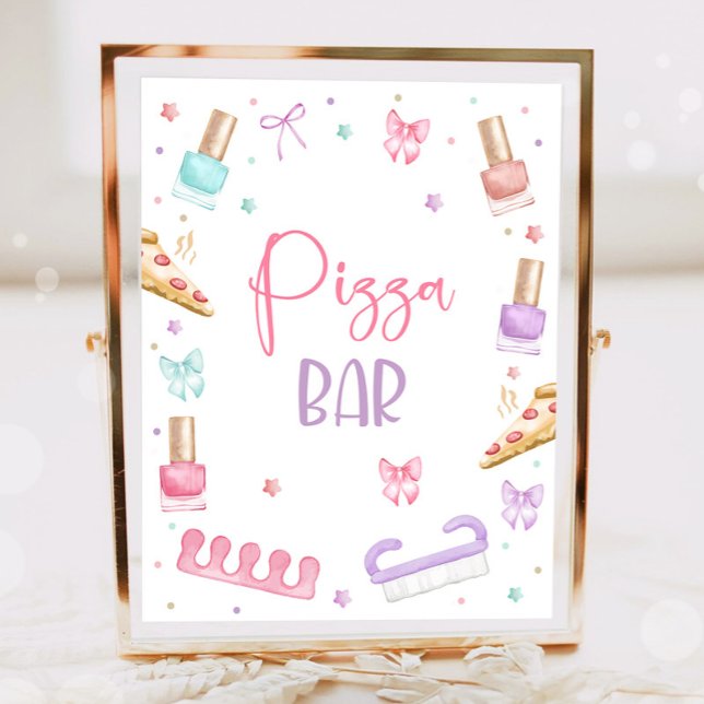 Poster Pizza Bar Mani-Pedi Party Manicure Pedicure Girl (Criador carregado)