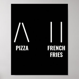 Poster Pizza Batata Frita Esqui Citação Esquiador Diverti