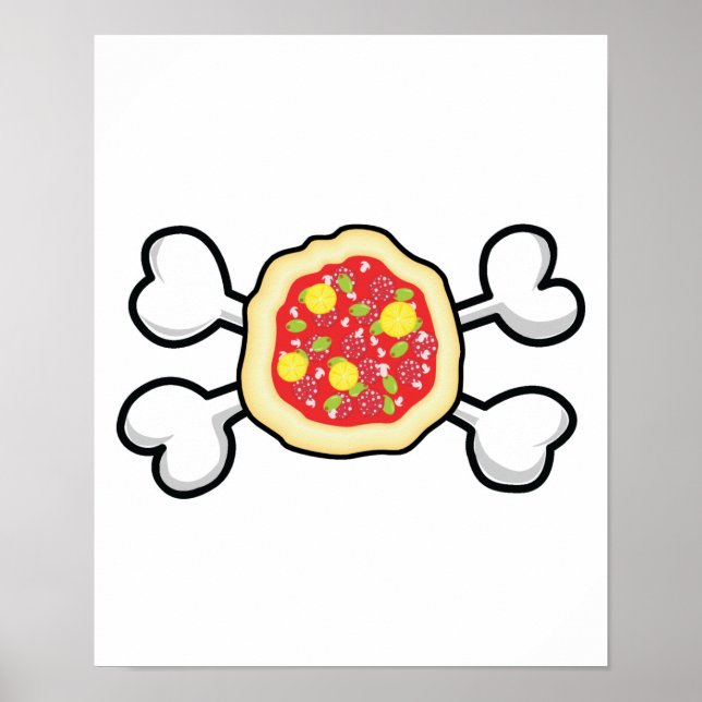 Poster pizza Caveira e Crossbones (Frente)