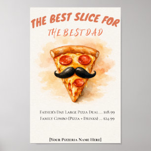 Poster Pizza de Fatia de Aquarela Melhor Dia dos Pais