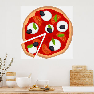 Poster Pizza de Mozzarella com Tomate e Manjericão
