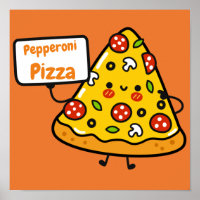 Pizza de pepperoni engraçada Pizza cor de laranja 
