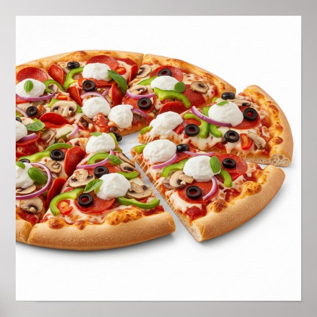 Poster Pizza deliciosa com toques (Frente)