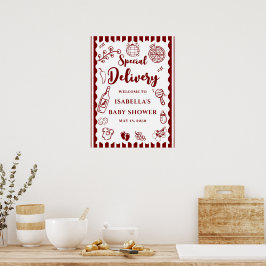 Poster Pizza doodle special Delivery Baby Shower 