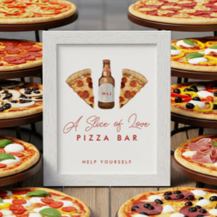 Poster Pizza e Casais de cerveja Chá Pizza Bar Sinal