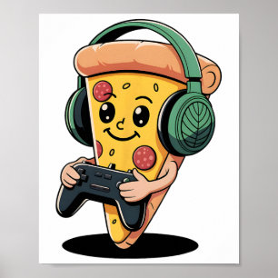 Poster Pizza Gamer Vídeo Jogos Engraçado Comida Homens Ra