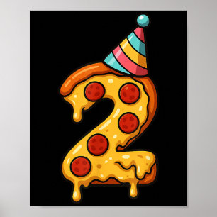 Poster Pizza segundo aniversário 2 Anos Festa Que Rapazes