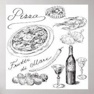 Pôster Pizza Sketch