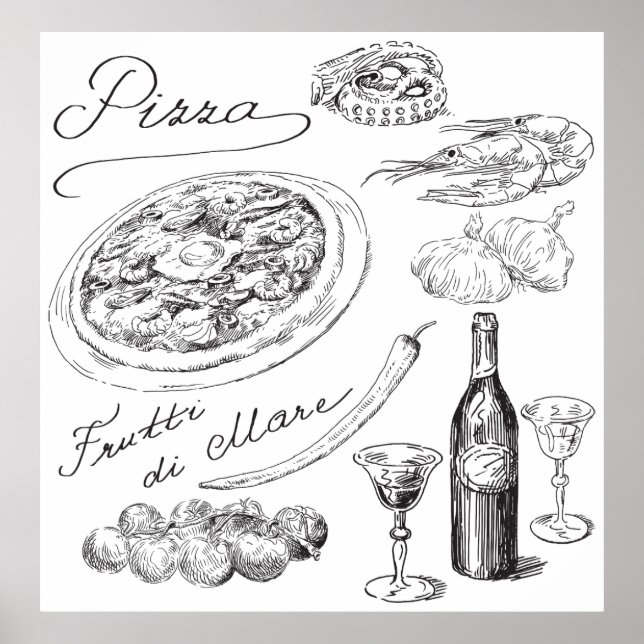 Pôster Pizza Sketch (Frente)