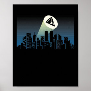 Poster Pizza Slice Beam Sobre Foodie Skyline