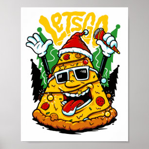 Poster Pizza Tree Christmas Lights Feliz Crustmas Xmas