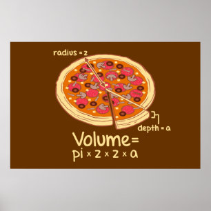Pôster Pizza Volume Fórmula Matemática = Pi*z*z*a