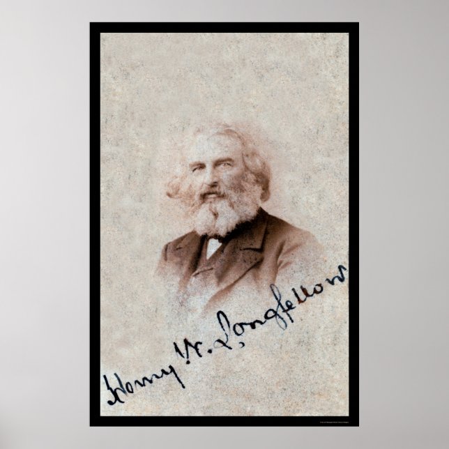 Pôster Placa Assinada Por Henry Longfellow 1860 (Frente)