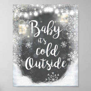 Poster Placa Bebê Está Frio Lá Fora Decoração de Inverno