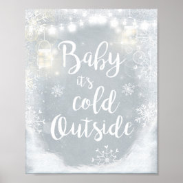 Pôster Placa Bebê Está Frio Lá Fora Decoração de Inverno 