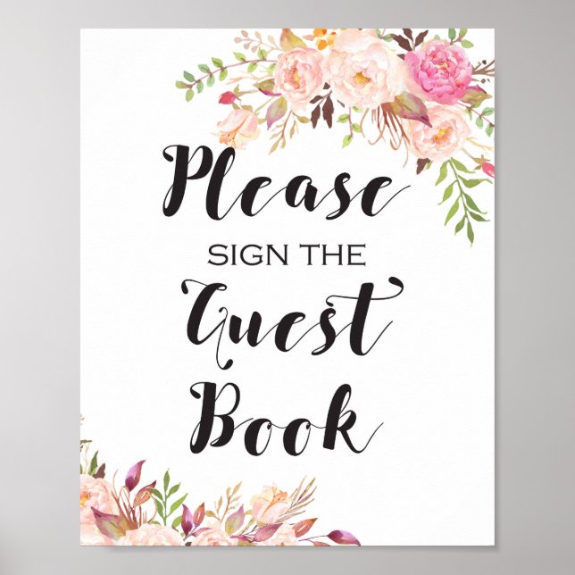 Poster Placa Boho por favor assine o livro de visitas (Frente)