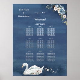 Poster Placa branca Floral Swan Jantada