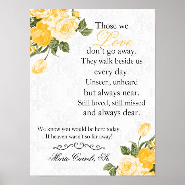 Poster Placa Comemorativa - Flores Amarelo Dourado (Frente)