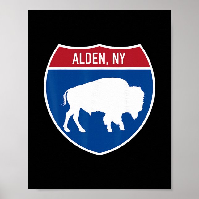Poster Placa da rodovia interestadual Alden Nova York Búf (Frente)
