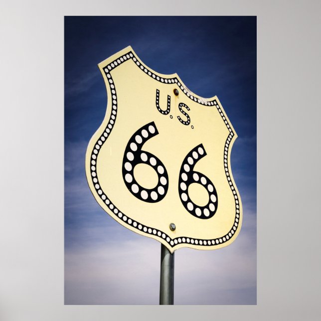 Poster Placa da Rodovia Rota 66 (Frente)