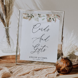 Poster placa d'água pampas floral e sinal de presentes