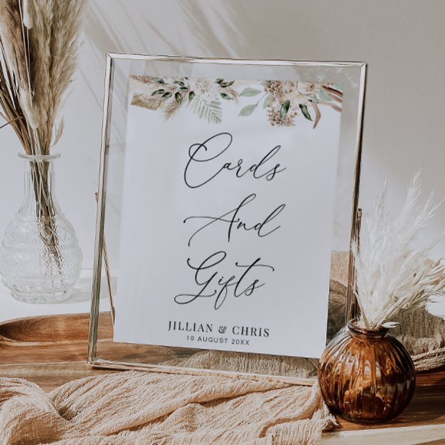 Poster placa d'água pampas floral e sinal de presentes (Criador carregado)