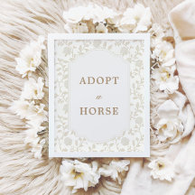 Placa de Adoção de Cavalo com Floral Toile Marrom 