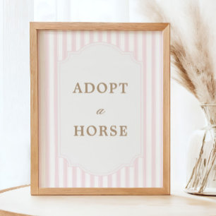 Poster Placa de Adoção de Cavalo com Listra Rosa Feminina