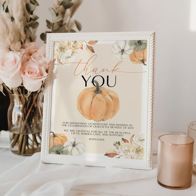 Poster Placa de Agradecimento para Chá de Bebê Abóbora (Criador carregado)