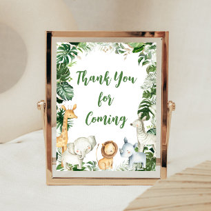 Poster Placa de Agradecimento para Chuveiro Safari Wild O